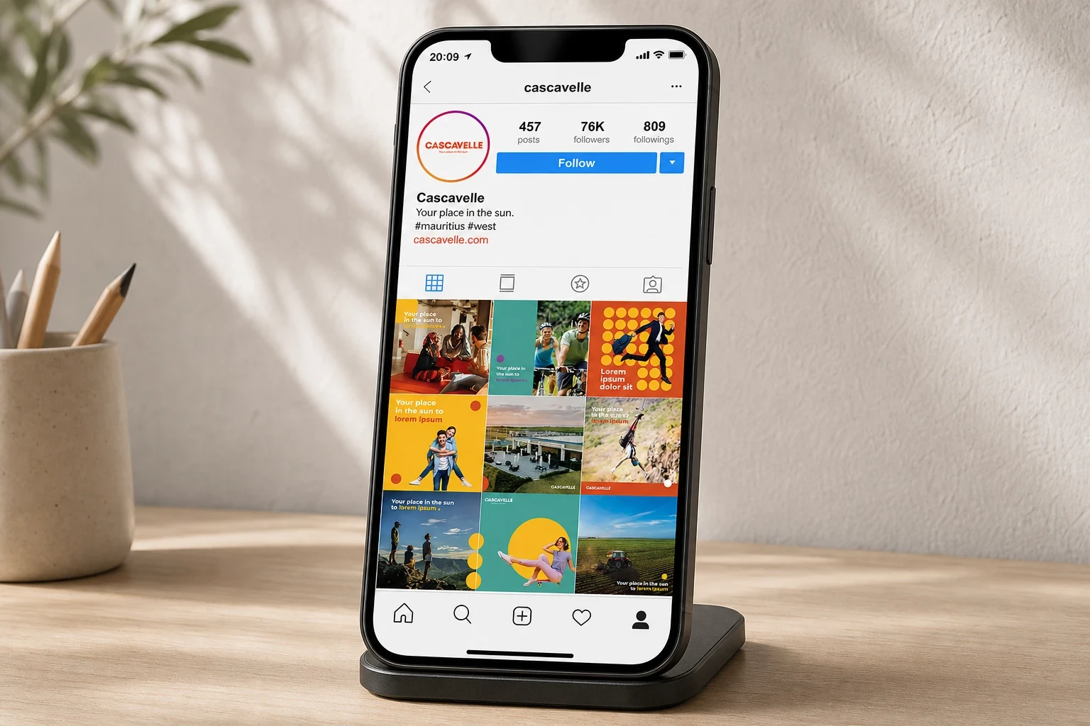 Compte Instagram Cascavelle présenté sur un téléphone.